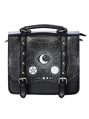 Banned Bolso Bandolera o Satchel Imitación Piel con Símbolos Ocultismo Cosmic Estilo Gótico Emo