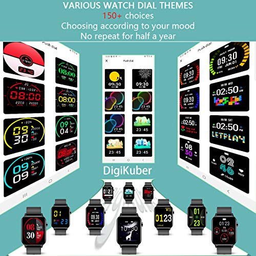 Smart Watch IP68 Waterproof 1.4 Inch Full Touch Fitness Trackers with Heart Rate Monitor Blood Oxygen Monitor Blood Pressure Monitor Notification Pedometer Sleep Monitor for Men Women (Black) - Thumbnail 3