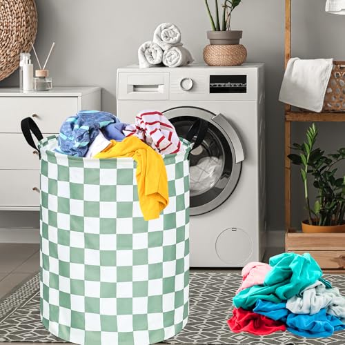 Image of Sage Laundry Basket Kids Hamper Gifts Storage Basket Toys Box Large Canvas Collapsible Organizer Bins for Home /Dorm /Kitchen /Pet /Office /Closet /Shelf /Gift Baskets