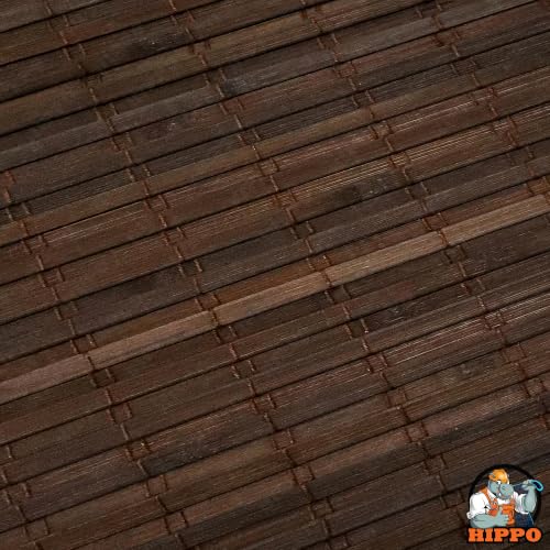 Image of HIPPO Bamboo Curtains - W-4FTXH-9FT Rope Mechanism Roll Up Down Indoor Bamboo Shade for Sun & Dust Protection for Home Window, Balcony, Restaurant, Hotel, Resort (Dark-Coffee)