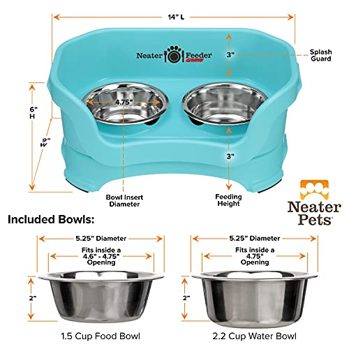 Neater Pet Brands Neater Feeder Deluxe Mess Proof Dog Bowls Elevated for Small Dogs Under 19 lbs, Made in USA, No Spill Raised Dog Food Bowl Stand Feeding Station, Food and Water Bowl Set, Aquamarine by Neater Pet Brands - Image 6