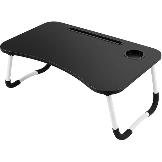 Mesa Dobrável Portátil Articulada para Notebook Laptop – Uso em Home Office Cama Sofá Escritório Com Porta-Copos Suporte Ergonômica MDF Reforçado Leve Dobrável Porta Tablet Linha Premium Cor Sortida