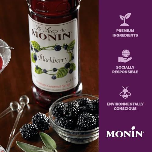 Image of Monin - Blackberry Syrup, Delicious Berry Flavored Syrup, Cocktail Syrup, Authentic Flavor Drink Mix, Simple Syrup for Iced Tea, Lemonade, Cocktails, & More, Clean Label, Gluten-Free (1 Liter)