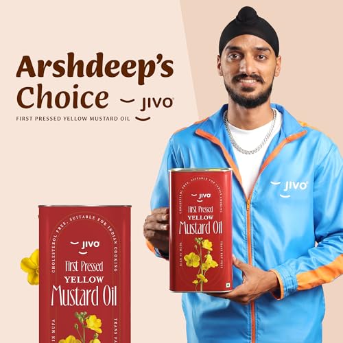 Image of JIVO First Pressed Yellow Mustard Oil 5L | Pili Sarson Oil for Cooking | Chemical-Free Edible Oil for Deep Frying & Roasting | Omega-3 PUFA, Tocopherols & Added Vitamins A & D for Diverse Cuisines-