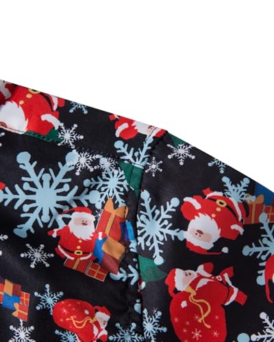 Boy Christmas Santa Claus Party Long Sleeve Shirt Kids Funny Xmas Holiday Printed Button Down Dress Shirt4