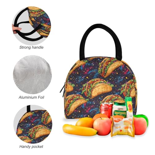 Universe Taco Print Backpack Set with Lunch Bag, Large Capacity Travel Backpacks and Lunch Box Insulated for Commute Hiking Picnic4