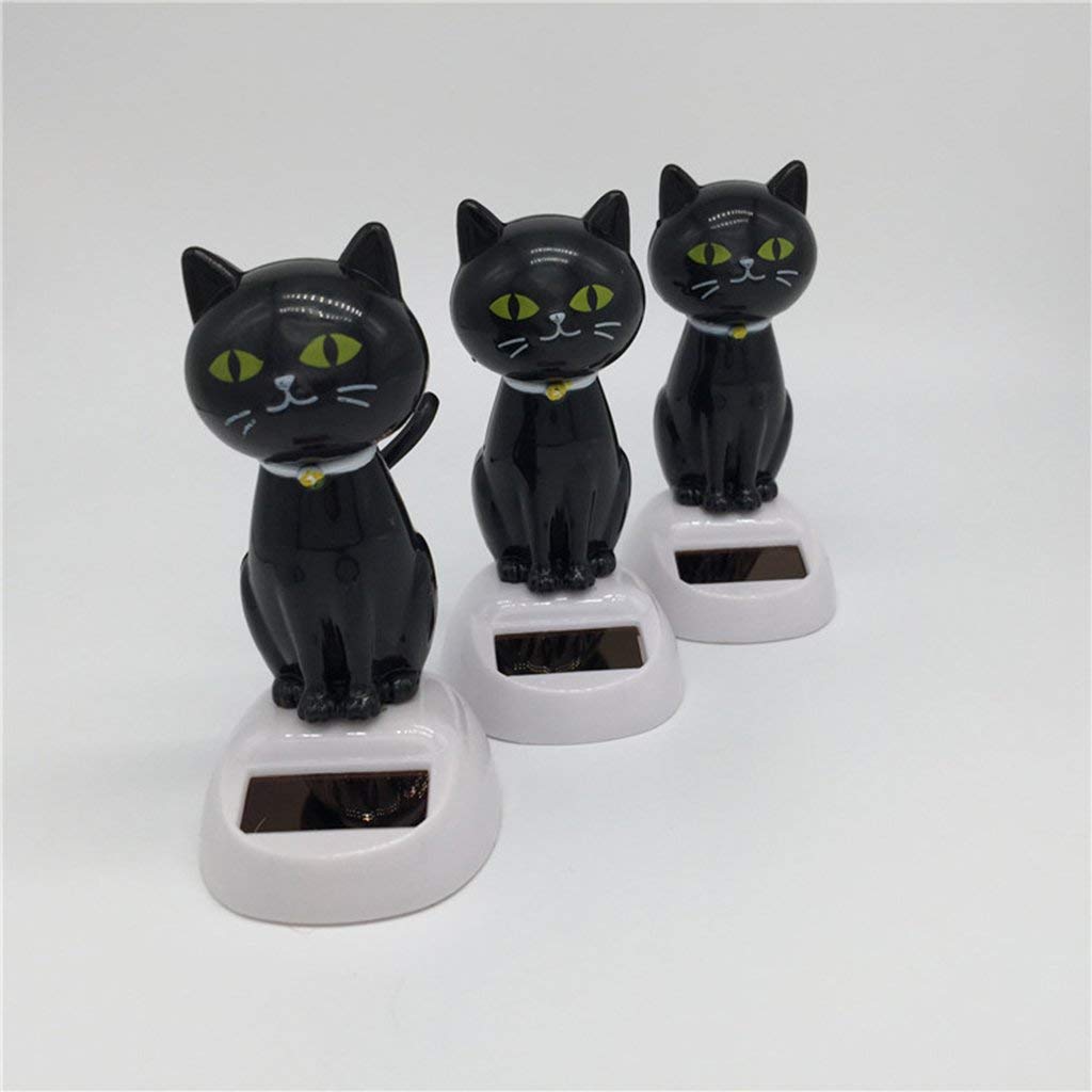 Jouet Solaire Chat Noir – Tête Et Queue Qui Bougent – Décoration De Bureau, Maison Ou Voiture
