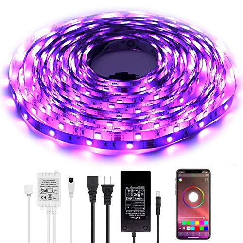 Led Lights with App, Bluetooth Led Lights, BAILONGJU LED Lights That sync with Music 32.8ft 300leds 10m Non-Waterproof RGB Color Changing SMD 5050 Adhesive Light Strips with Bluetooth Smartphone App