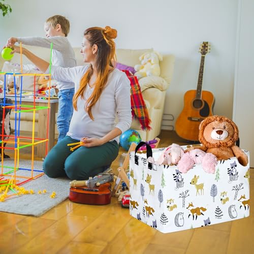 Image of Baby Hamper Girls Storage Basket Collapsible Canvas Women Organizer Bin Gift Shelf Baskets for Home and Outdoor Room Decor