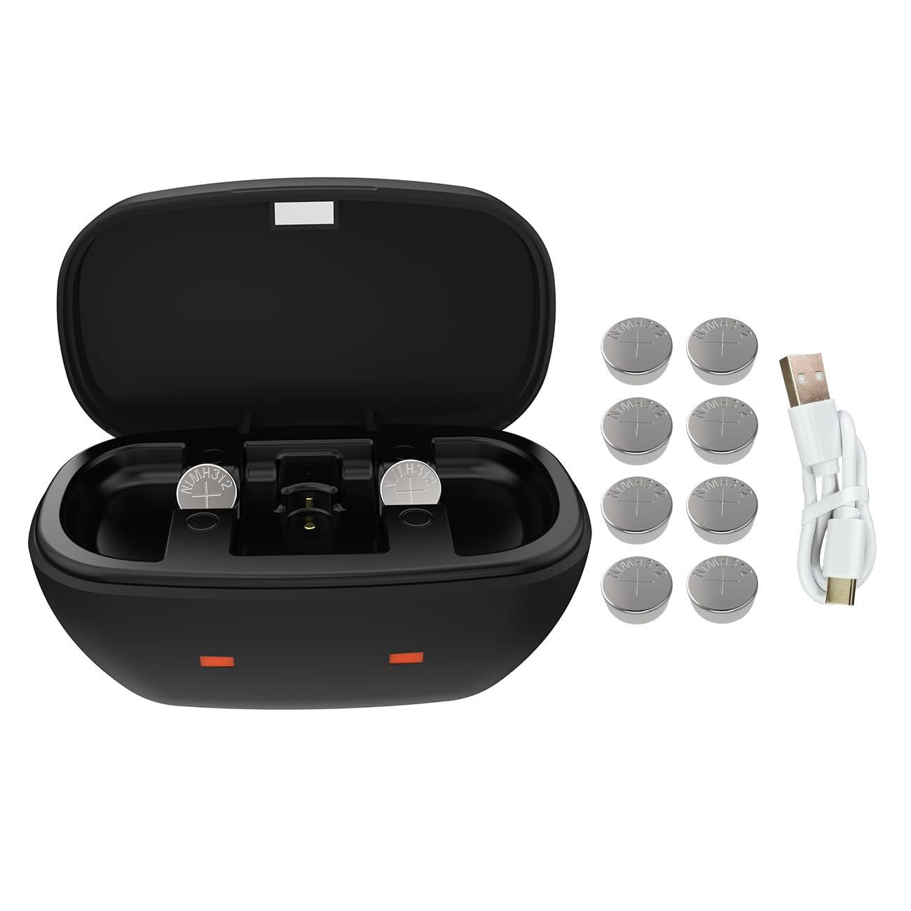 Wokyo Rechargeable 312 Hearing Aid Batteries and Charger, Hearing Aid Charger Travel Case for 312 Hearing Aid Amplifiers Battery Charger with 8 Pack 312 Button Rechargeable Batteries