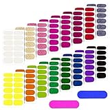 16 Sheets Glitter Nail Wraps Nail Polish Stickers Self-Adhesive Nail Art Decals Strips in Solid...