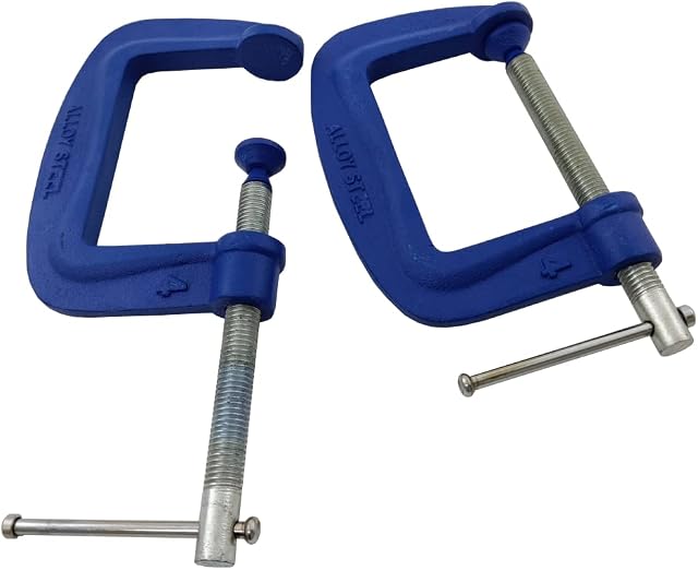 2Pc G Clamp Set 4" (100mm) Heavy Duty Screw G-Clamps for Wood & Metal Work