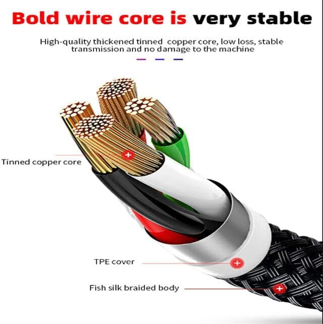 Multi-Color Nylon Braided 4-in-1 USB Charging Cable, 4ft