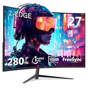 Z-Edge 27-inch Curved Gaming Monitor 16:9 1920×1080 280Hz 1ms Frameless LED Gaming Monitor, UG27P AMD Freesync Premium Display Port HDMI