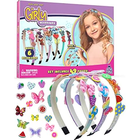 PURPLE LADYBUG Girly Headbands Making Kit for Girls - Unique DIY Hair Bands Arts & Crafts for Kids Hair Accessories - Great 6 7 8 9 10 Year Old Gifts for Girls, Easter Presents & Kids Valentines Gifts Cover