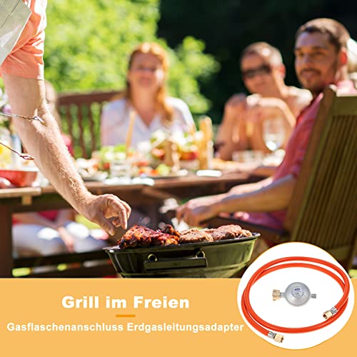 Hicello Gasregler Druckminderer 50mbar+Gasschlauch 150cm 1/4 Linkegewinde Betriebsdruck Gas Niederdruckregler Druckregler Zubehör/Ersatzteil für Gasgrils für Camping Picknicks Grillpartys