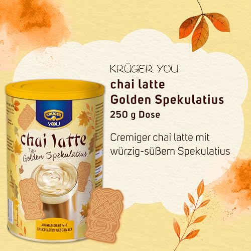 KRÜGER chai latte Golden Spekulatius, 250g Dose, Instant-Pulver aromatisiert mit Spekulatius-Geschmack, Winter Edition