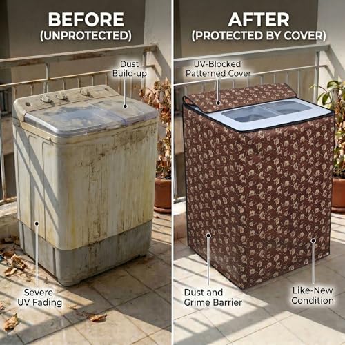Image of DREAM CARE Waterproof & Dustproof Washing Machine Cover Top Load & Semi Automatic Suitable for 6 kg, 6.2 kg, 6.5 kg (80 x 86 x 51 cms)
