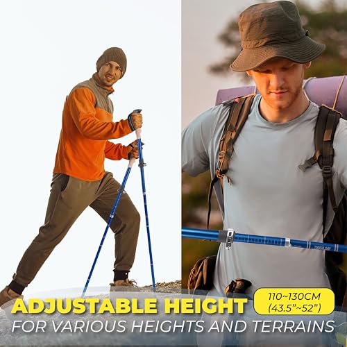 TREKOLOGY Trekking Poles – Lightweight, Adjustable Hiking Sticks for Men & Women – Durable Aluminum, Compact & Foldable with Comfortable Grip – Perfect for Hiking, Walking & Seniors, TREKZ XE (Blue) - Image 2