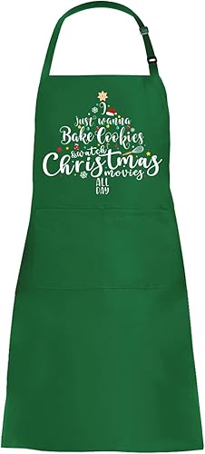 Miniatura 1 de Divertidos delantales de Navidad para mujeres y hombres, delantales de cocina ajustables con 2 bolsillos, bonito delantal de Acción de Gracias,