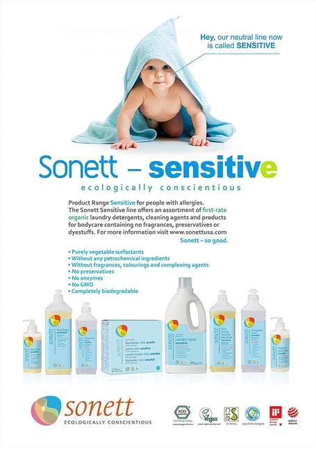 Image of Sonett Organic Dishwashing Liquid, All Purpose Cleaner Sensitive Skin For People With Allergies 17 Fl.Oz (Pack of 6)