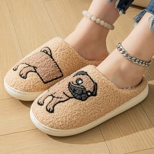 Fuzzy Dog & Cat Slippers Cute Animal House Slippers for Women Fluffy Furry Women's Warm Winter Slipper Indoor Outdoor 20254