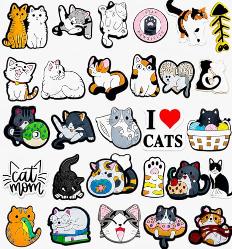 Shoes Charms Decoration Different Cats Cute Shoes Accessories 28 Pcs for Girls Teens Boys Kids Adults Women Men Party Favors Birthday Gifts