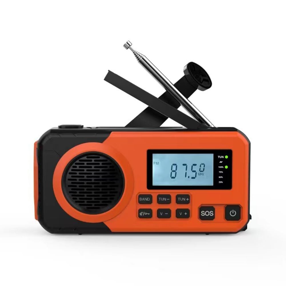 Radio Portatile Piccolo AM FM, Radio d'Emergenza con Manovella, Radio AM/FM/SW con Torcia, Allarme SOS, Pannello Solare, Perfetta per Uso Interno, Esterno e Situazioni di Emergenza