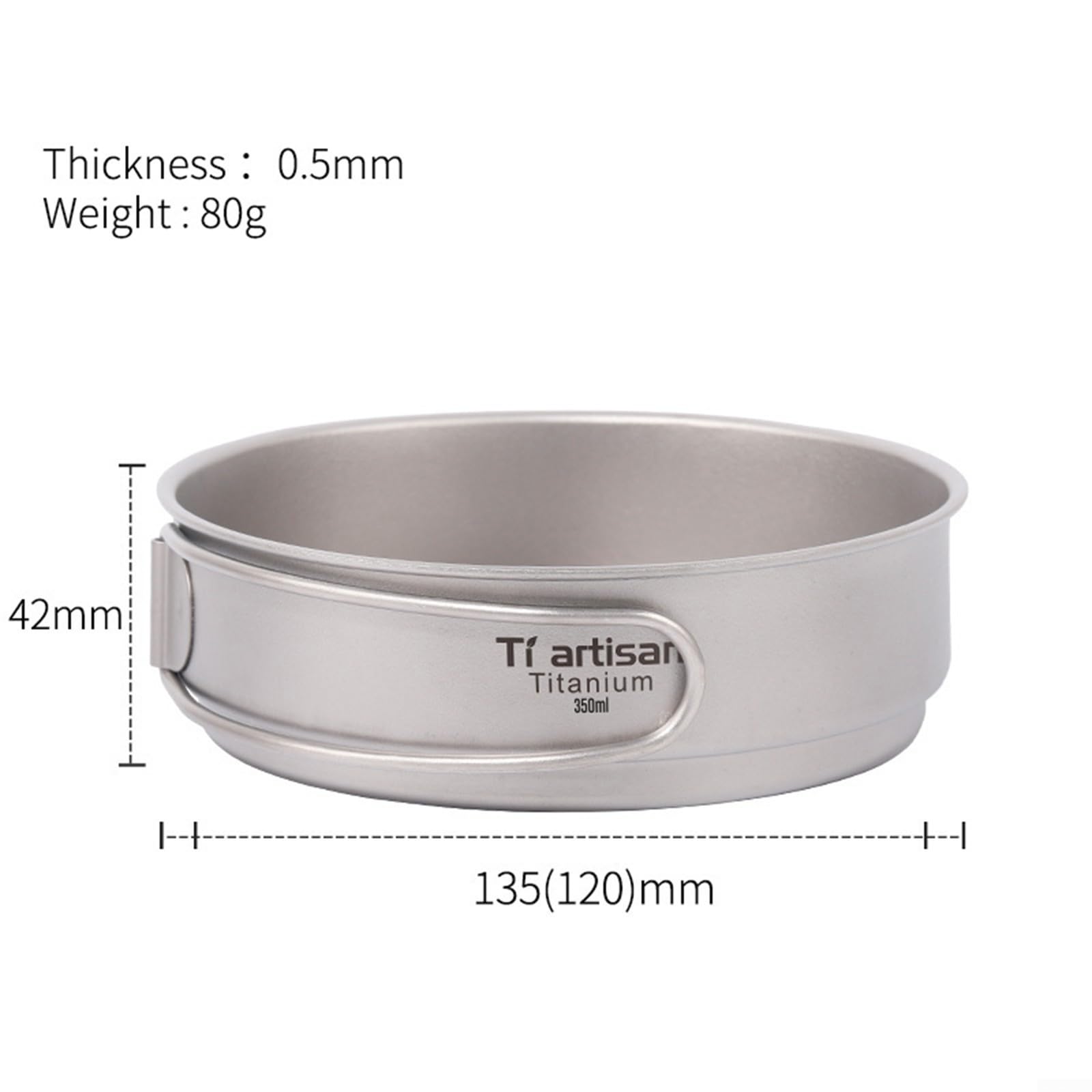 Sartén de titanio para senderismo al aire libre, asas plegables, ligeras y antioxidantes (350 ml, 2)