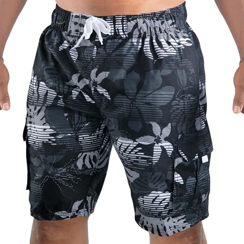 Kanu Surf mens Barracuda (Regular & Extended Sizes) Swim Trunks, Paradise Black, 3X US