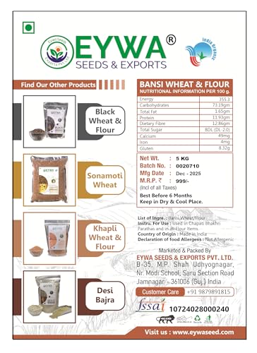 Image of Organic Bansi Bhaliya Whole Wheat Grains (5 KG) | Whole Grains For Eating And Cooking | |Bansi Bhaliya Daane | Produce of India from Organic Farms | BY Eywa