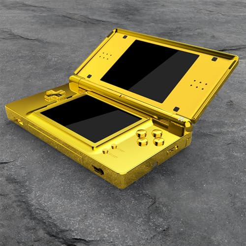 Image of eXtremeRate Chrome Gold Replacement Full Housing Shell for Nintendo DS Lite, Custom Handheld Console Case Cover with Buttons, Screen Lens for Nintendo DS Lite NDSL - Console NOT Included