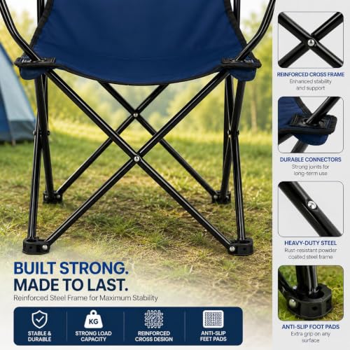 Image of Portable Folding Camping Chair | Foldable Nylon Fabric Outdoor Chair | Lightweight Travel Chair for Fishing, Beach, Picnic, Garden & Outdoor Use