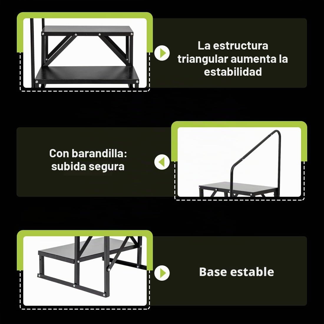 Escalera antideslizante, dos peldaños, pasamanos, escalones de hidromasaje, 2 niveles para autocaravanas, camping, remolques