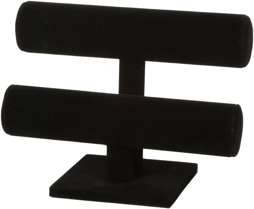 Darice Black Jewelry Stand Double Bar-Perfect for Bracelets and Watches Velvet Material-7.5 Inches, 7.5"
