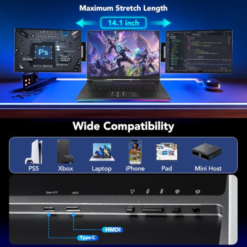 Image of Topmonitor 2.2lb Ultra-Light Touchscreen Laptop Screen Extender, 14.1 Inch