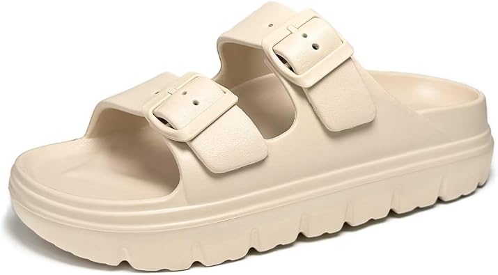 Womens Platform Sandals with Arch Support Summer Beach Sandals with Adjustable Buckles Comfortable Lightweight Ultra Cushion EVA Sandals