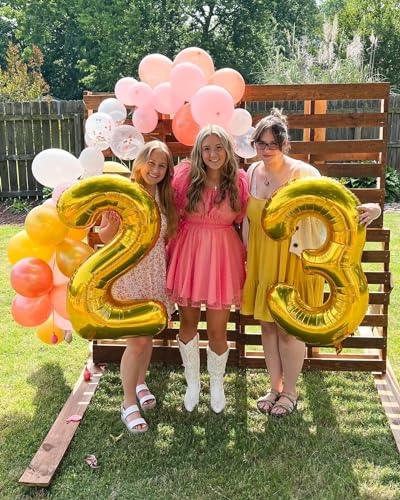 Image of Gold 70 Balloon - Number Balloon 40 Inch, 70th Gold Birthday Decorations | Giant foil helium inflatable 70th balloon numbers, Gold birthday party decorations for men & women, helium supported