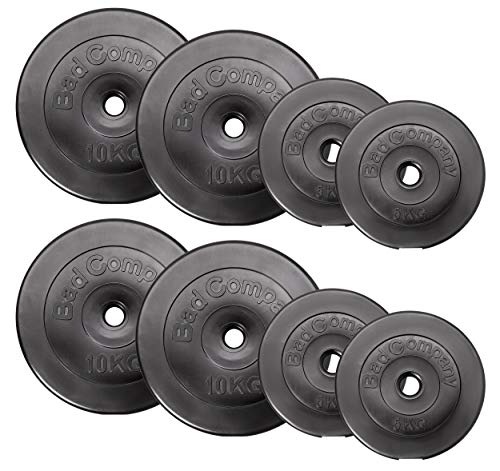 Bad Company Hantelscheiben 30/31 mm Kunststoff 60kg I Gewicht Set 4 x 5 kg...