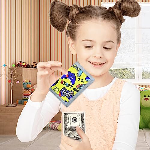 Image of AI-DEE RFID Trifold Canvas Outdoor Sports Wallet for Kids - Front Pocket Wallet with Magic Sticker