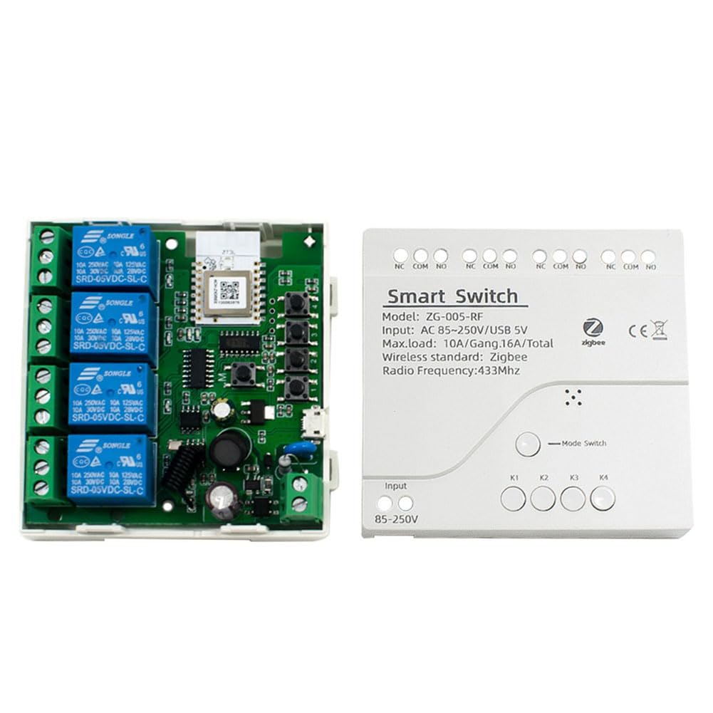 Littimoon 4CH Tuya Zigbee Smart Switch Module 85-250V Relay Smart Home Remote Control Works with Gateway for Home Accessories
