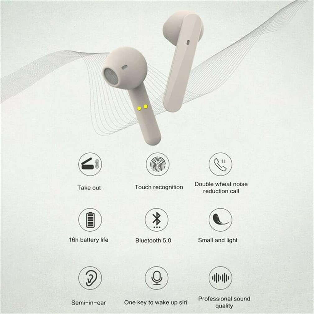 TWS Bluetooth 5.0 Wireless Earphones, HiFi Stereo Sound Headsets in-Ear Noise Cancelling 360° Sound Guide Hole Sports Waterproof Earbuds with Mic, for Sports Work,Red