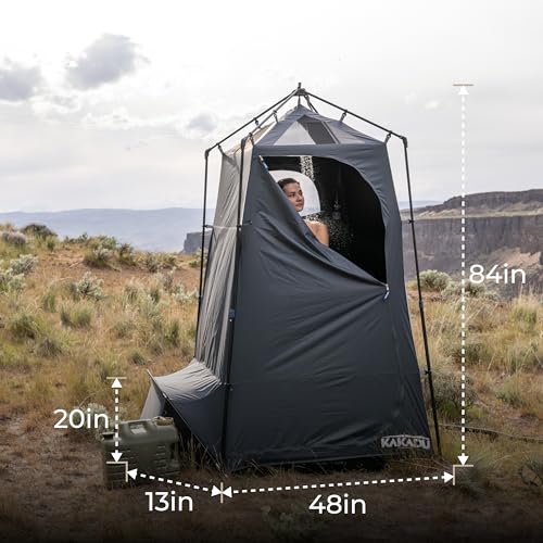 Kakadu Outback Shower Tent, refugio portátil para privacidad, tienda de camping al aire libre para baño y vestidor, resistente, fácil de montar, con luz LED, bolsa de transporte y barra para toallas miniatura 6
