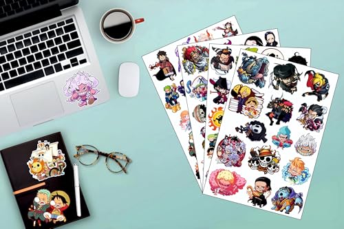 Image of AnimeVerse Pack of 69 One Piece Chibi Anime Stickers for Laptop, Phone, Guitar, Bike, PC, | Waterproof Glossy Vinyl Decals | Residue-Free Anime Stickers Collection (Onepiece Chibi)