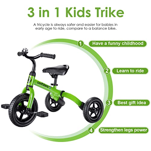 image for YGJT 3 in 1 Tricycle for Toddlers Age 2-5 Years Old, Folding Kids Bala