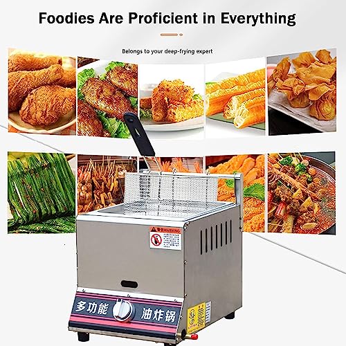 Kommerzielle Fettfritteuse Korb Fritteuse Kommerzielles Gas Manuelle Temperatureinstellung Edelstahl Infrarot Energiesparend Mit Herausnehmbarem Korb Pommes Frites Schnelles Aufheizen Energi – Bild 5