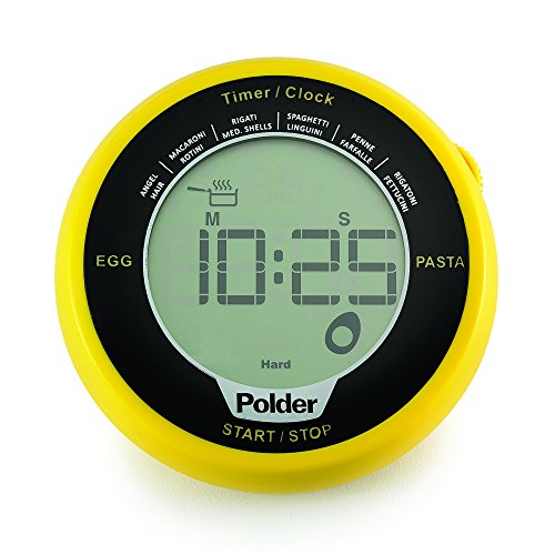 Polder Tmr-994-41 Digital Egg And Pasta Timer With Preset Times And Built-In Clock, Yellow #TOP1