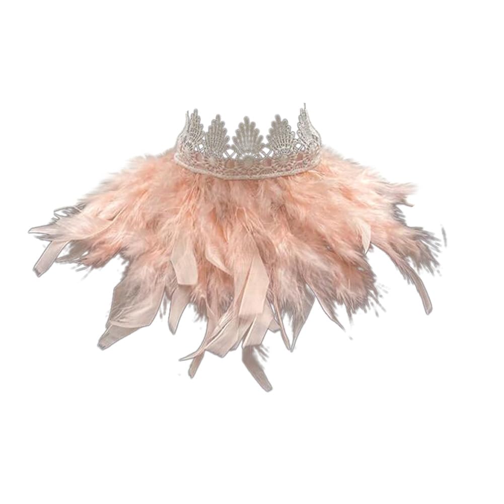 Uposao Feather Collar Shawl Feather Choker Cloak Natural Feather Collar Props For Cosplay Party Performance Model Walk Halloween Ball Feather Collar Shawl Props