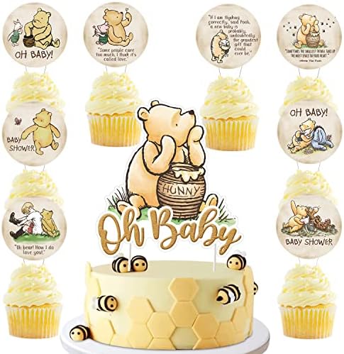 25PCS Winnie Cupcake Toppers And Cake Topper For Birthday Party Cake Decorations Baby Shower Decorations