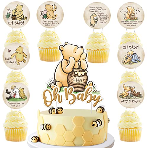 25Pcs Winnie Cupcake Toppers And Cake Topper For Birthday Party Cake Decorations Baby Shower Decorations #TOP1